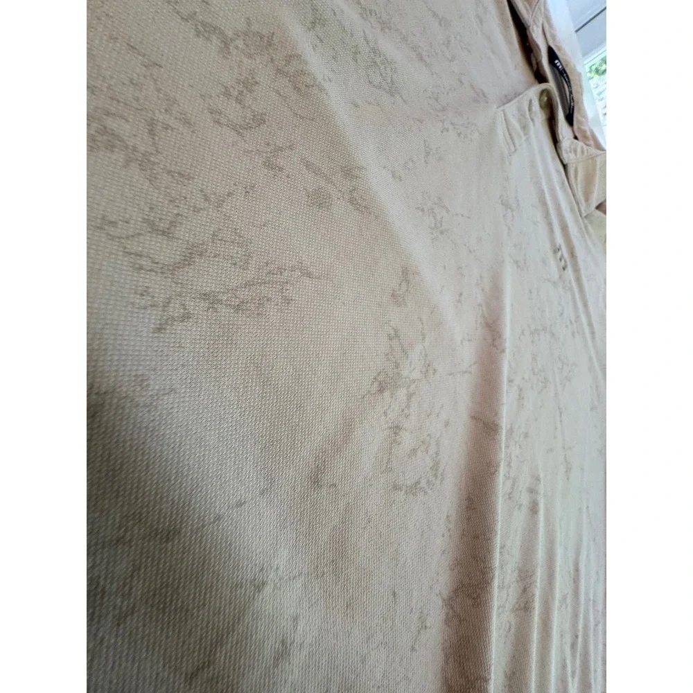 TravisMathew Mens XXL Beige Marble Print Short Sleeve Golf Polo Shirt‎ Tan